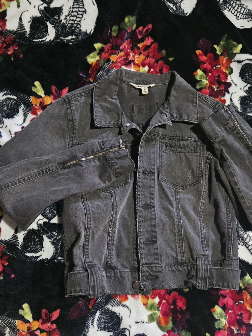 CAbi Washed Gray Denim Jacket